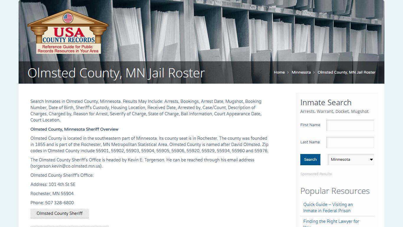 Olmsted County, MN Jail Roster | Name Search